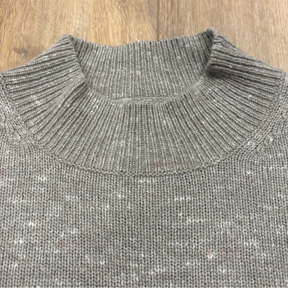 🌟CLUB MONACO🌟 MOCK NECK ITALIAN WOOL BLEND SWEATER MARLED BEIGE SZ XL - Picture 3 of 6